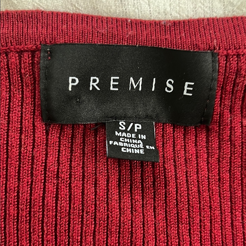 PREMISE Red Ribbed Knit Top - Picture 2 of 2